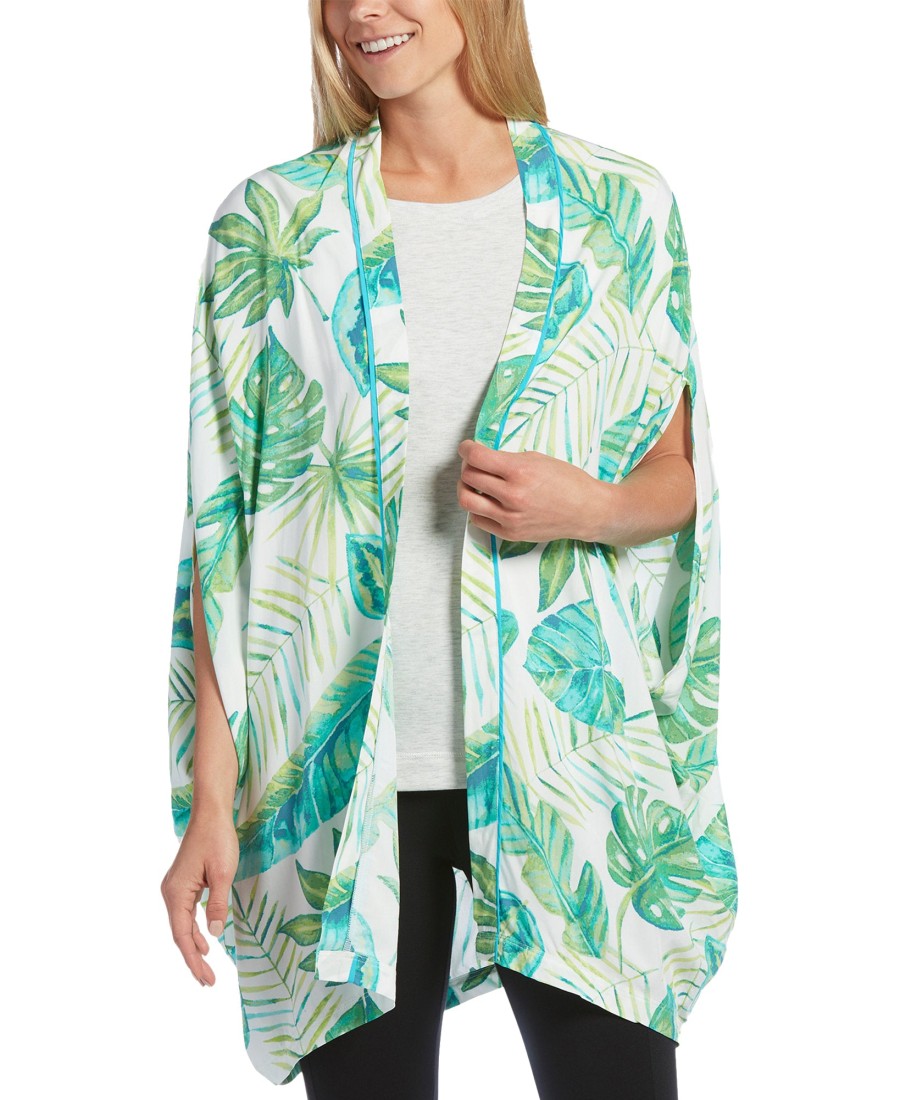 Women'S Hue | Printed Sleep Wrap White Jungle Burst