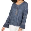 Women'S Style & Co | Tiered Sleeve Button-Up Top