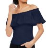 Juniors' BCX | Juniors' Ruffled Off-The-Shoulder Top Navy