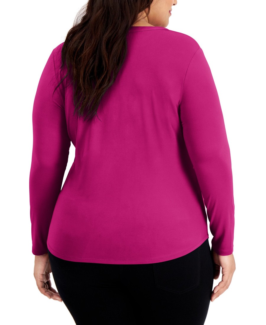 Women'S INC International Concepts | Plus Zip-Pocket Top Jazzy Pink