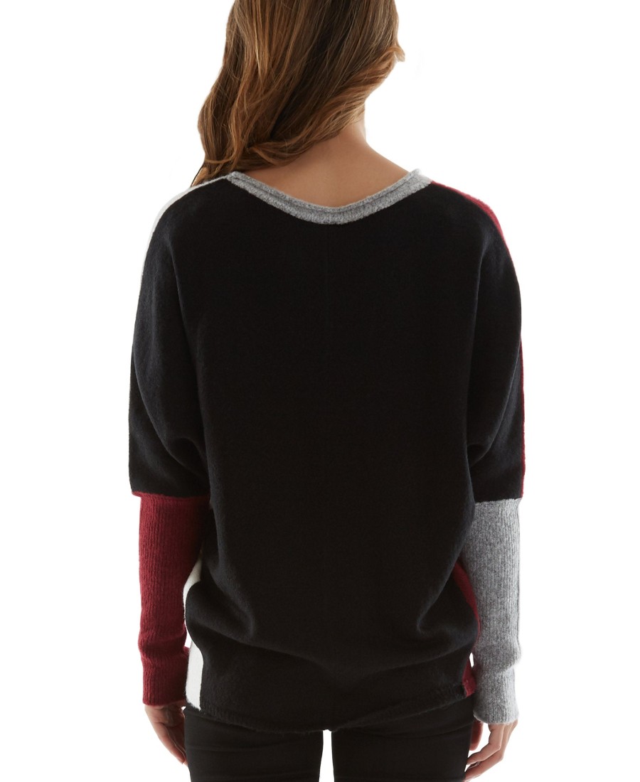 Juniors' BCX | Juniors' Colorblocked Dolman-Sleeve Sweater Bordeaux