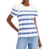 Women'S Charter Club | Petite Cotton Eyelet-Trim Puff-Sleeve Top Bright White Combo