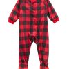 Babies & Infants Family Pajamas | Matching Infants Fleece Navidad Footed Pajamas Buffalo Check