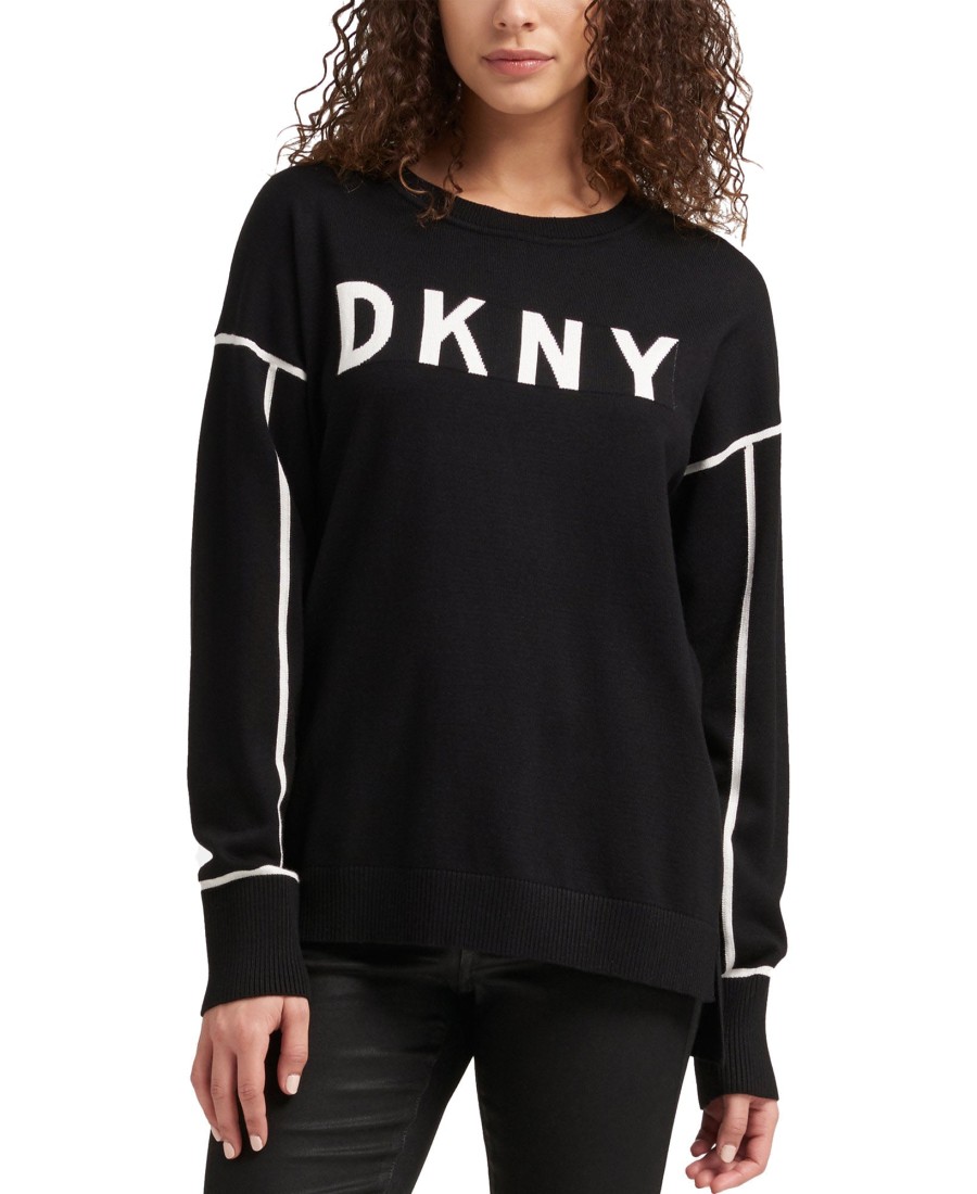 Women'S DKNY | Logo Sweater Black/Ivory