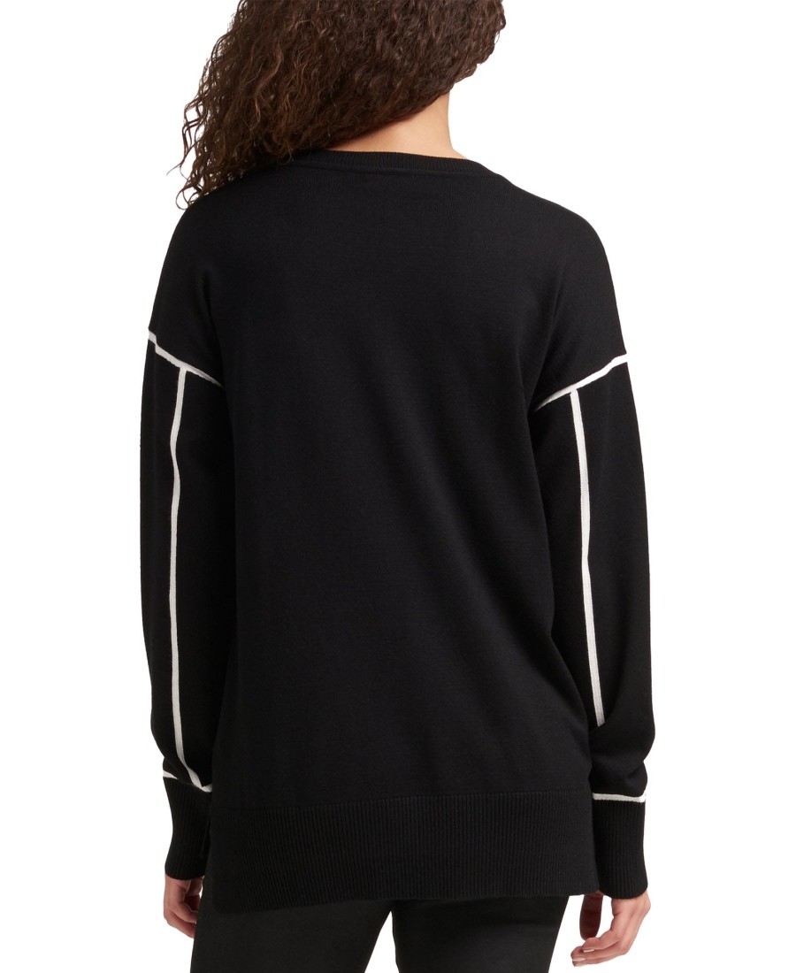 Women'S DKNY | Logo Sweater Black/Ivory