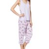 Juniors' Alfani | Printed-Panel Pajama Set Bouquet Lilac