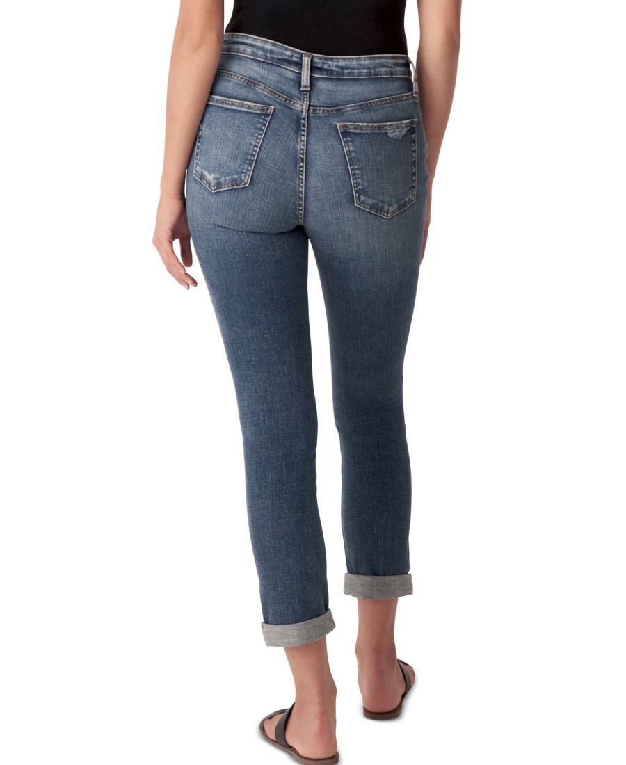 Women'S Silver Jeans Co | Beau Ripped Slim-Leg Jeans Indigo