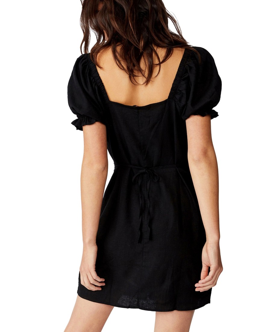 Women'S COTTON ON | Woven Aurora Short Sleeve Mini Dress Black