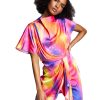 Women'S Bar III | Zerina Akers Tie Dye Satin Wrap Dress Solar Dye