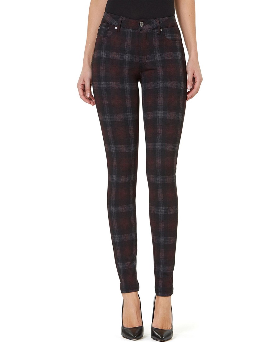 Women'S Numero | Plaid Mid-Rise Skinny Jeans Mulberry