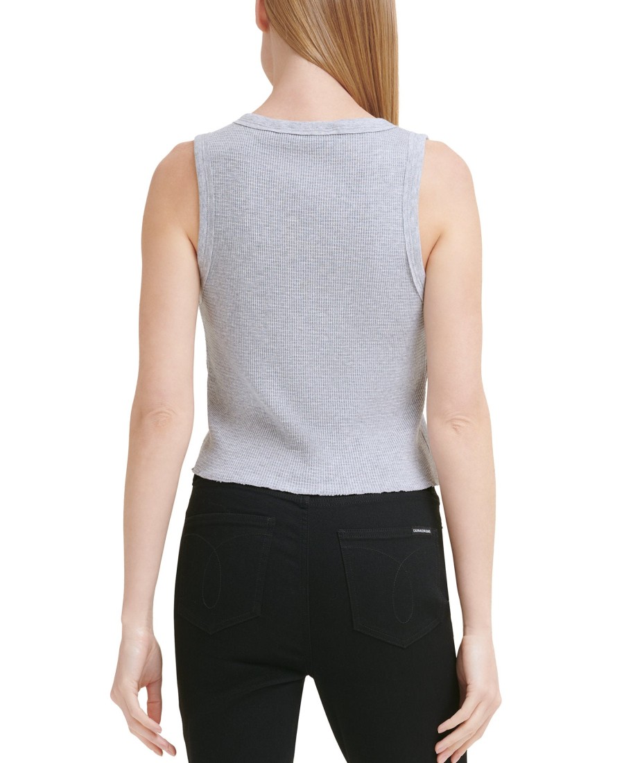 Women'S Calvin Klein Jeans | Sleeveless Waffle-Knit Crop Top