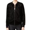 Women'S Bar III | Velvet Bomber Jacket Deep Black