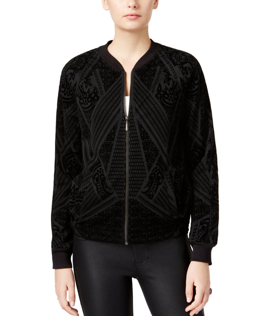 Women'S Bar III | Velvet Bomber Jacket Deep Black