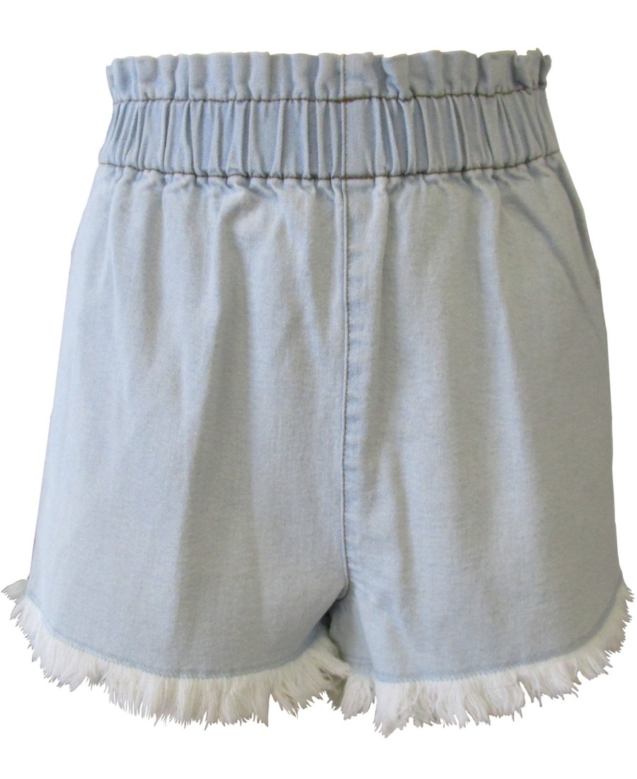 Juniors' Tinseltown | Juniors' Pull-On Frayed Denim Shorts Light Wash