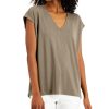 Juniors' Alfani | V-Neck Cap-Sleeve Top Fresh Almond