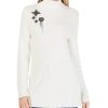 Women'S INC International Concepts | Long Turtleneck Brooch Sweater Washed White