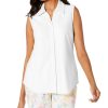 Women'S Charter Club | Cotton Pique Sleeveless Shirt Bright White