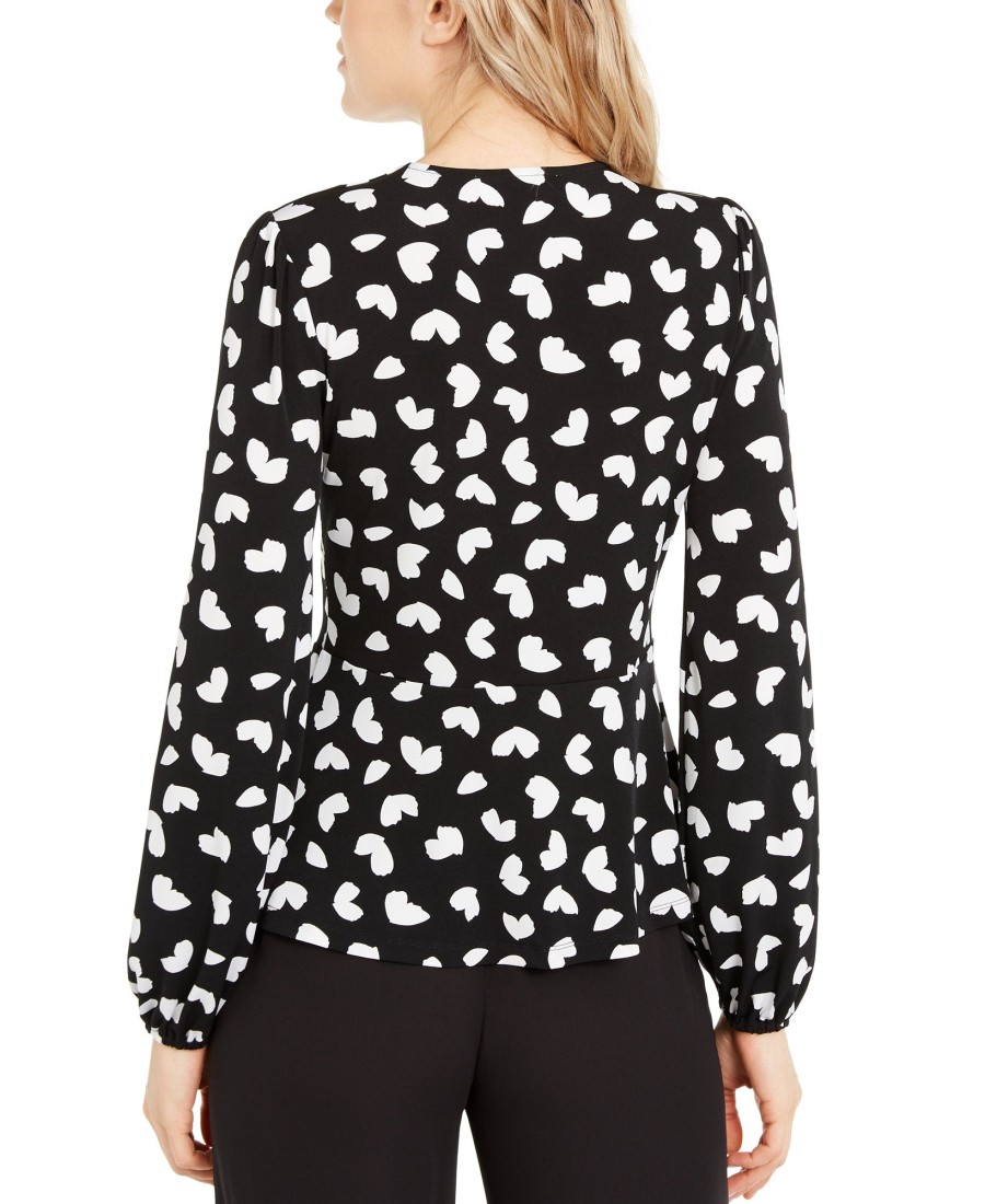 Women'S MICHAEL Michael Kors | Petal-Print Bow Hardware Top Black