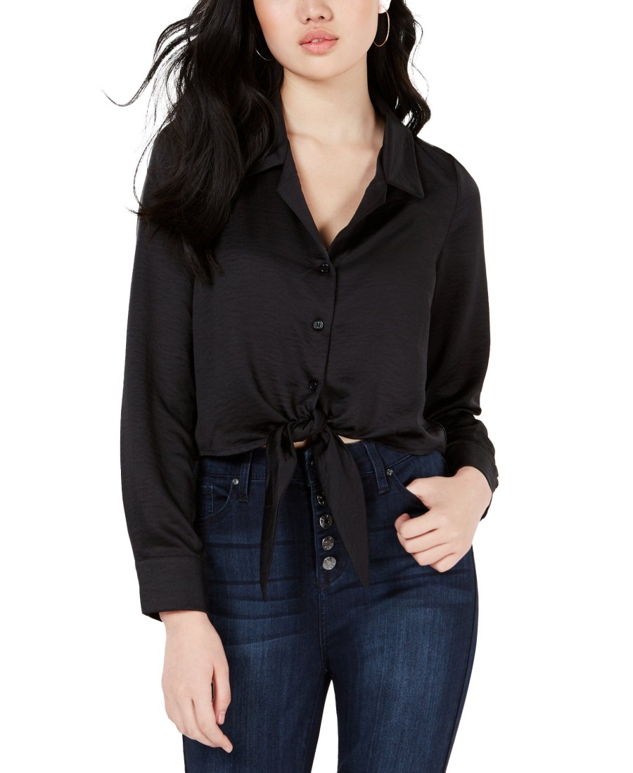 Juniors' Love, Fire | Juniors' Button-Front Tie-Hem Shirt