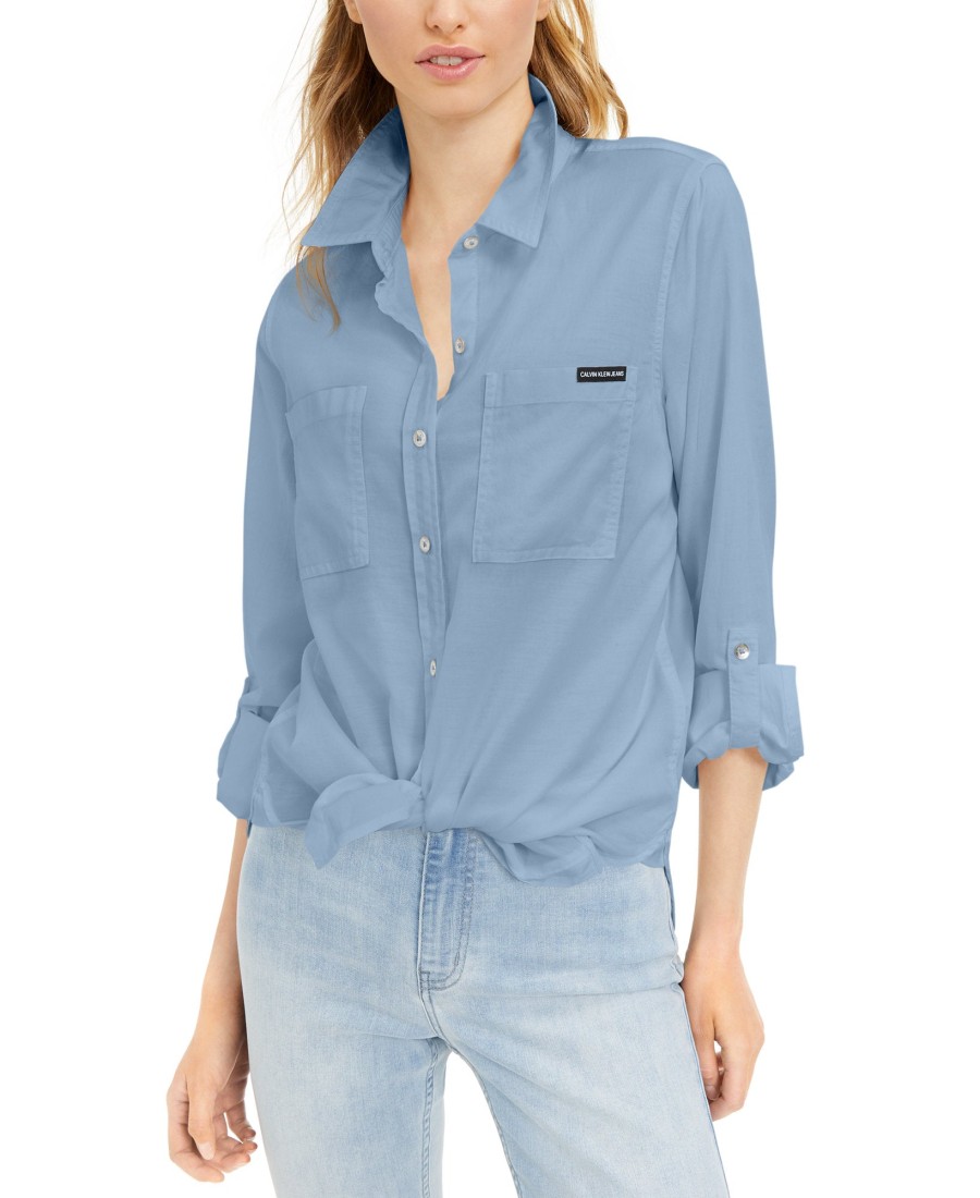 Women'S Calvin Klein Jeans | Utility Shirt Chambray Blue