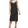 Women'S DKNY | Mixed-Media Sleeveless Dress White/Black