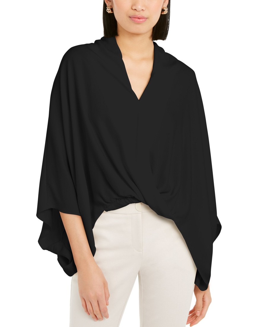 Women'S Alfani | Petite Solid Dolman-Sleeve Blouse Deep Black