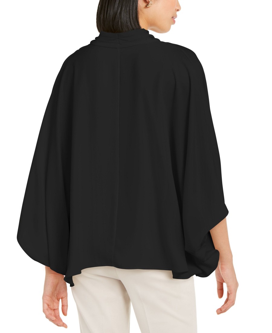 Women'S Alfani | Petite Solid Dolman-Sleeve Blouse Deep Black