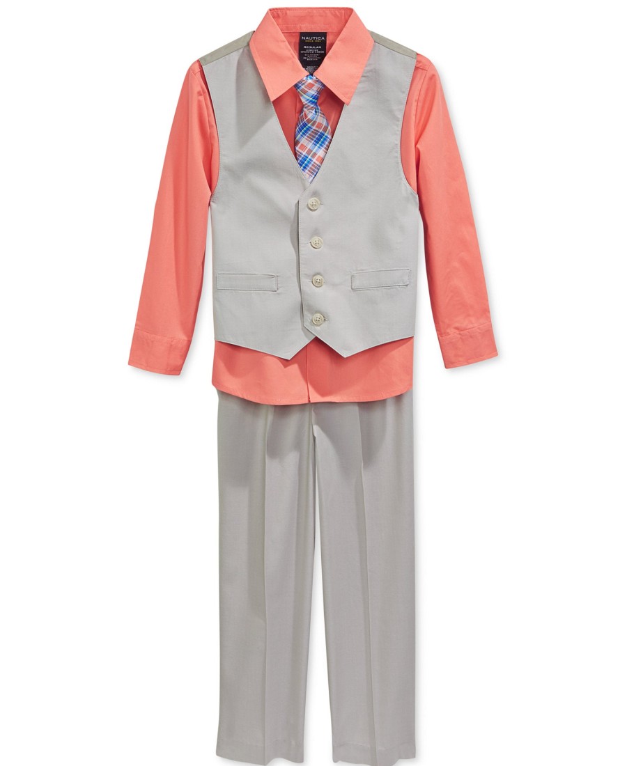 Kids & Toddlers Nautica | Little Boys' 4-Piece Textured Vest Set Camelia