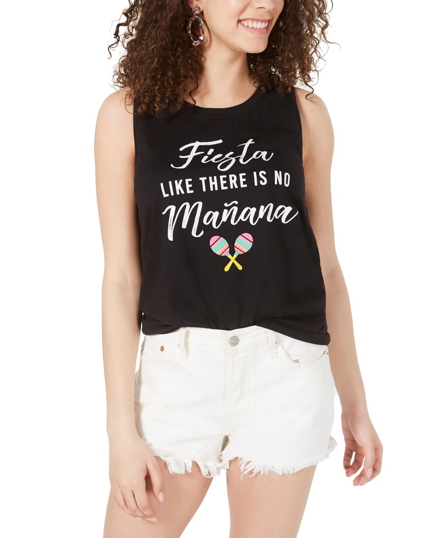 Juniors' Love Tribe | Juniors' Fiesta Graphic Tank Top Black