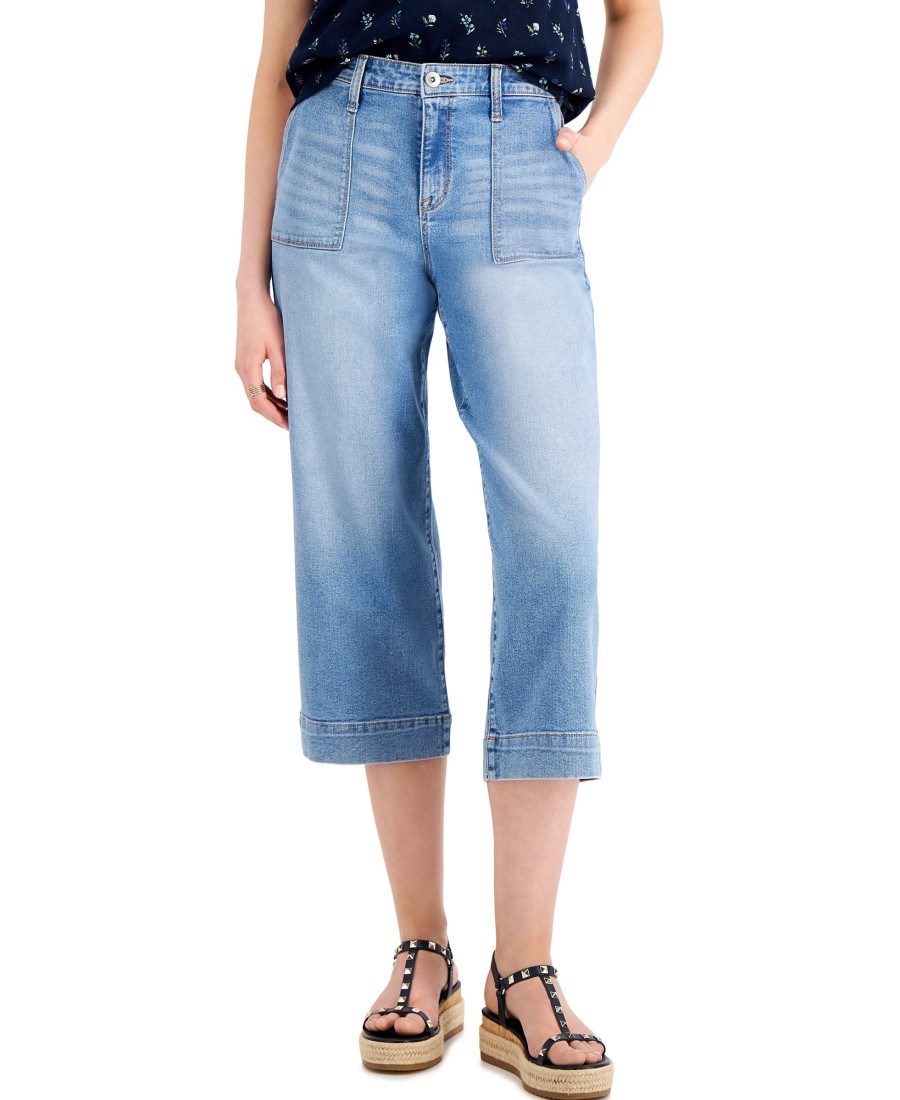 Women'S Style & Co | High-Rise Wide-Leg Cropped Jeans Deception