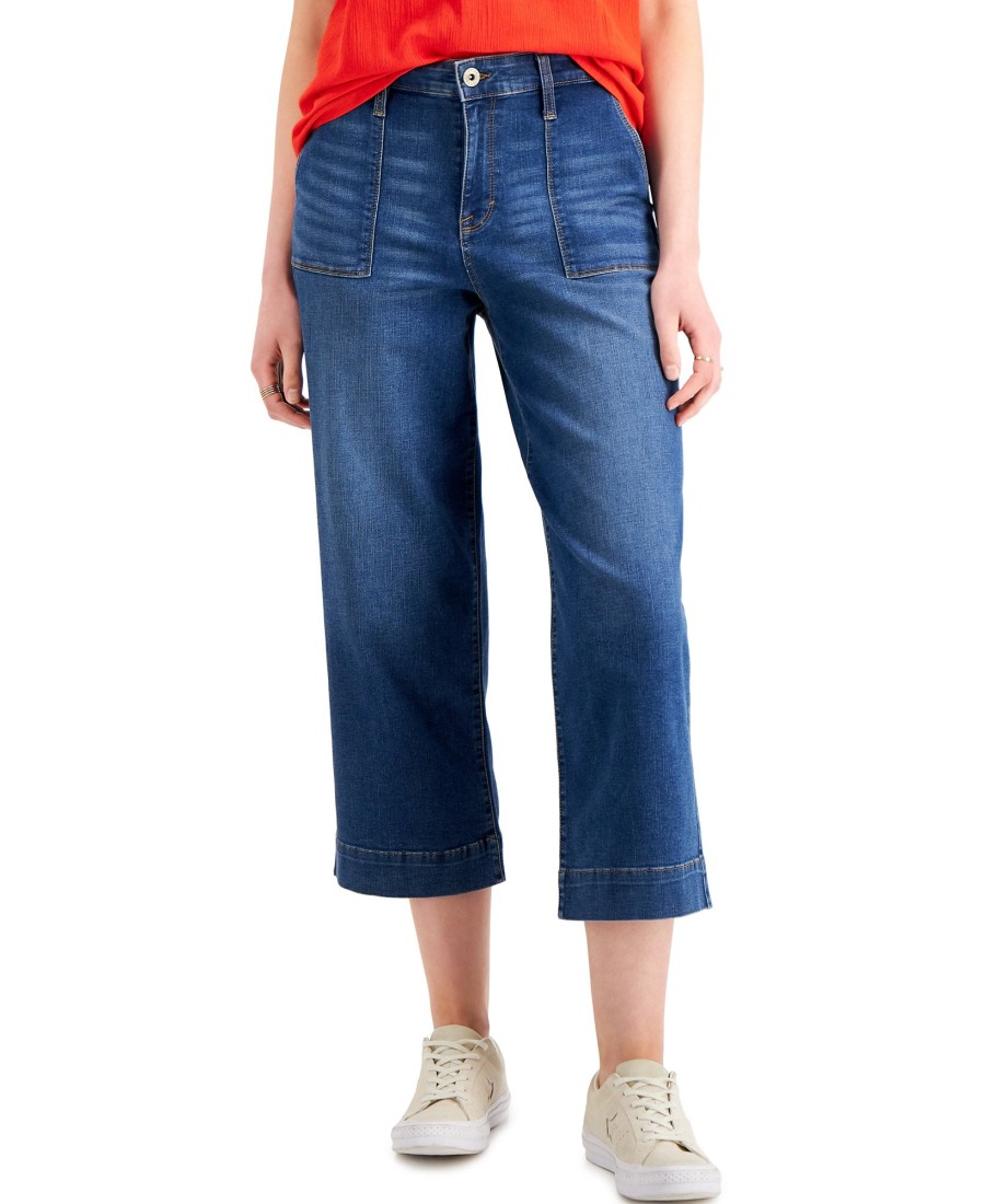 Women'S Style & Co | High-Rise Wide-Leg Cropped Jeans Deception