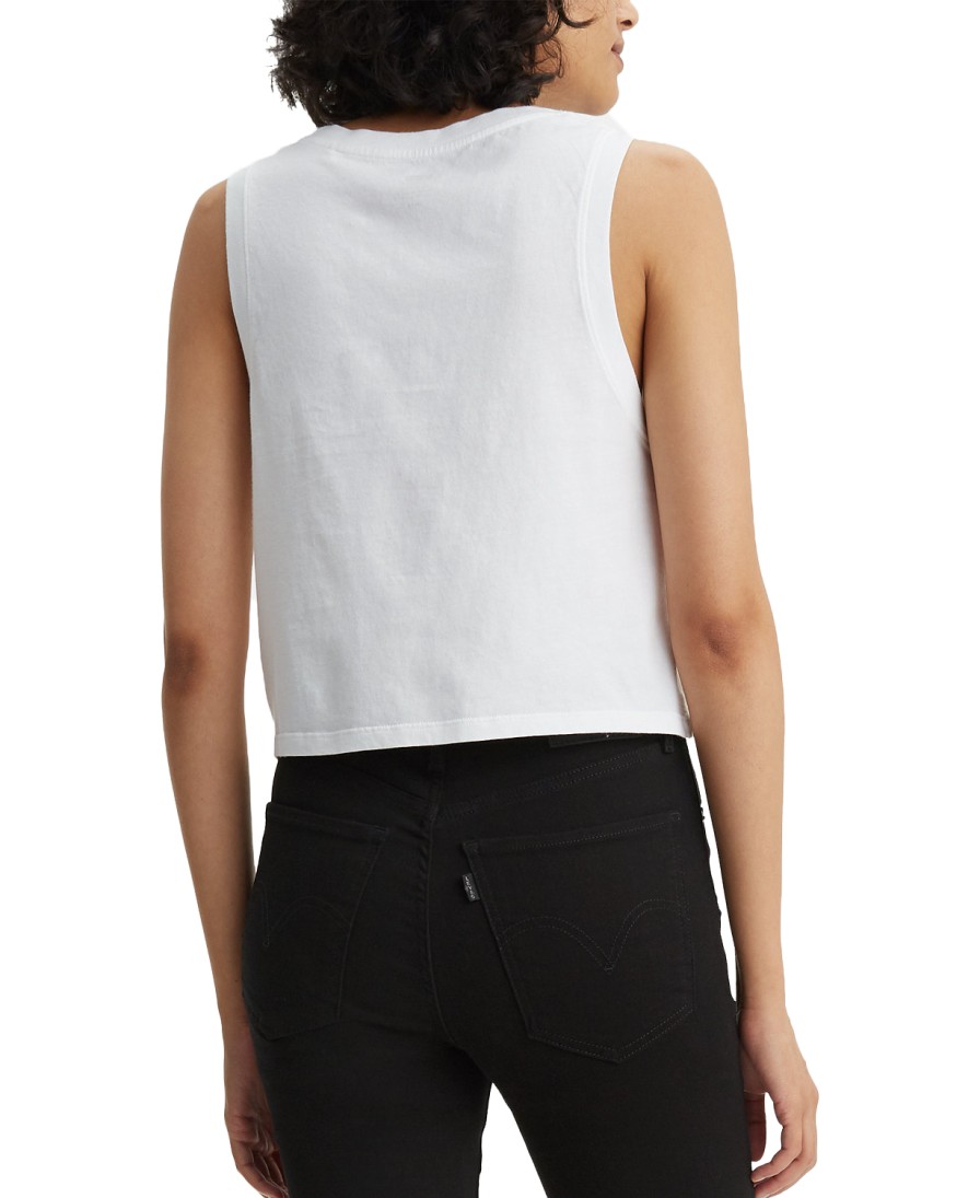 Women'S Levi's | Cotton Graphic Cropped Tank Top Car White