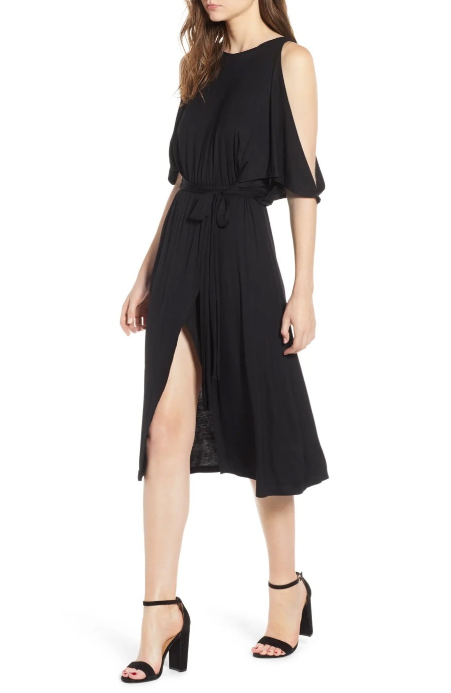 Women'S Bishop + Young | Slit Sleeve Wrap Style Dress Black