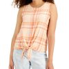 Women'S Style & Co | Plaid Tie-Hem Tank Peach Sherbet