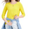 Women'S Style & Co | Solid 3/4-Sleeve Cotton Top