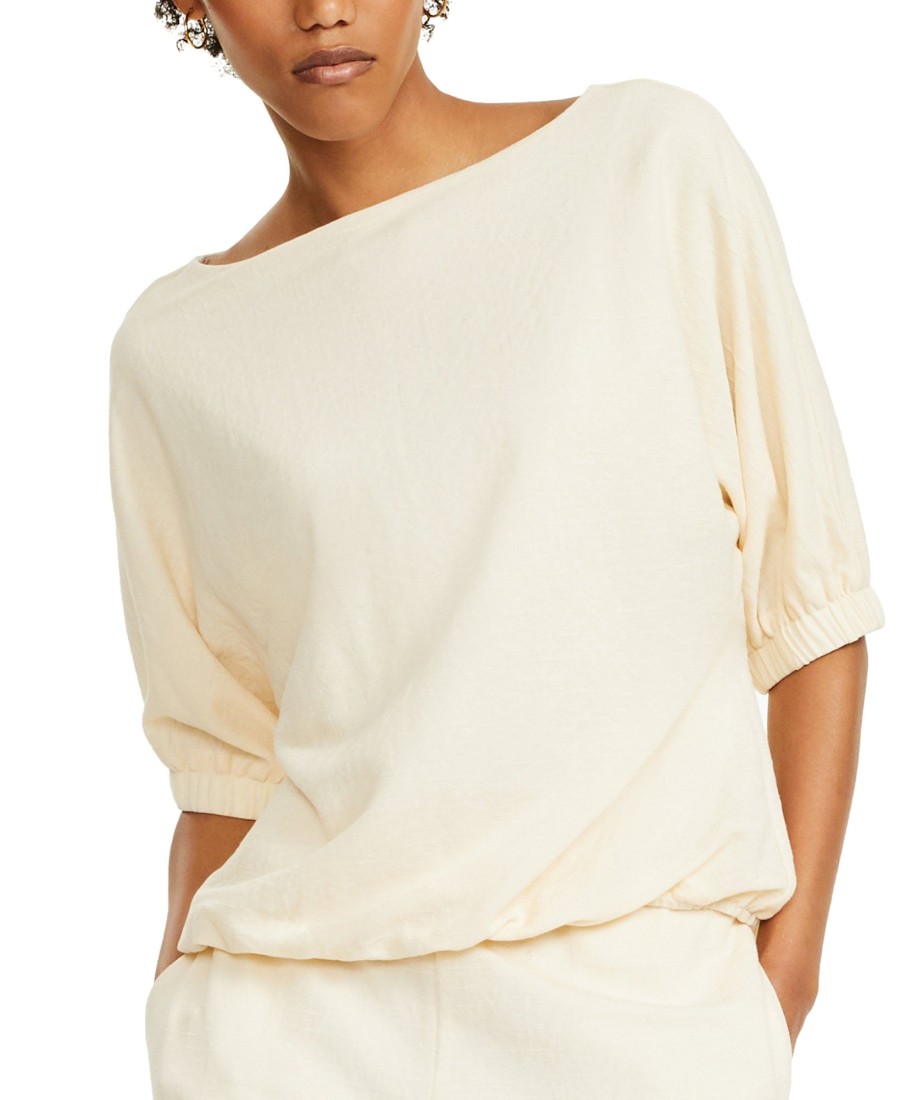 Women'S Alfani | Elbow-Sleeve Bubble Top Antique White