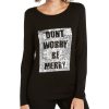 Women'S INC International Concepts | Sequined Be Merry Top Deep Black