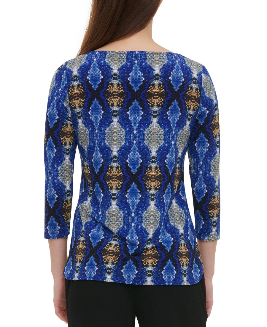 Women'S Calvin Klein | Embellished 3/4-Sleeve Top Ultramarine