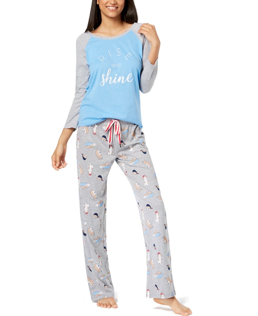 Women'S Jenni by Jennifer Moore | Raglan-Sleeve Graphic Pajama Top Rise And Shine