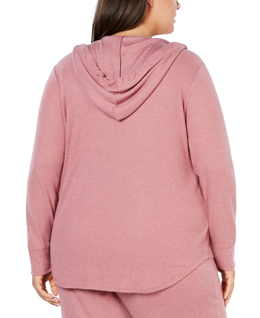 Juniors' Alfani | Plus Ribbed Soft-Knit Hoodie Mesa Rose