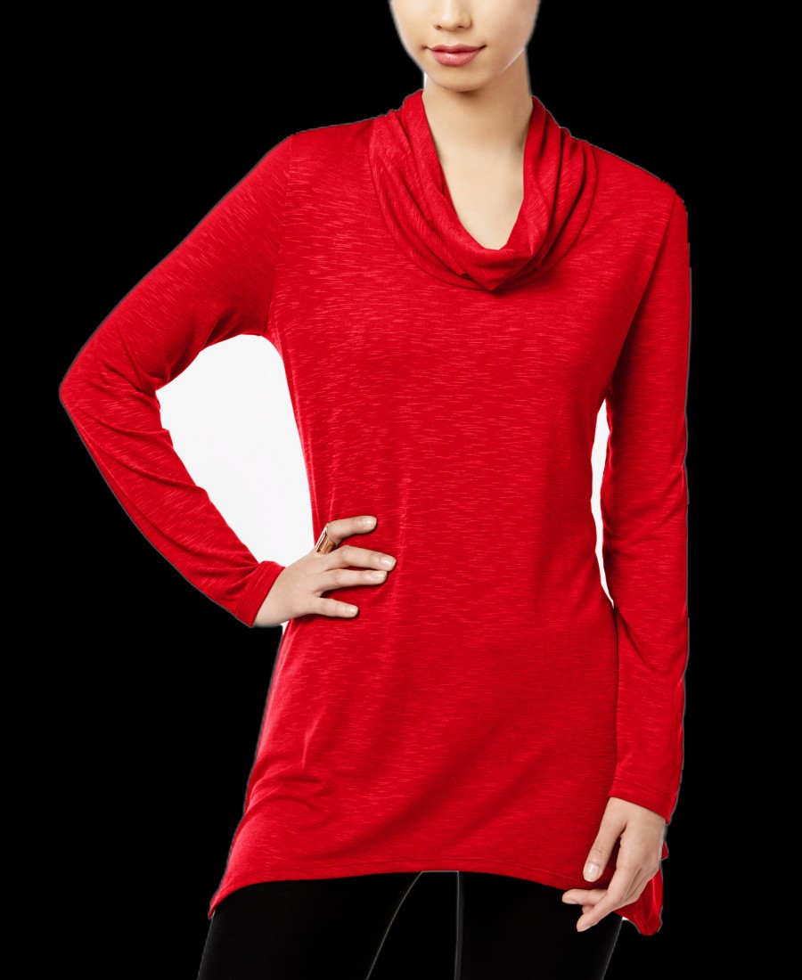 Women'S NY Collection | Asymmetrical Cowl-Neck Top Scarlet Sage