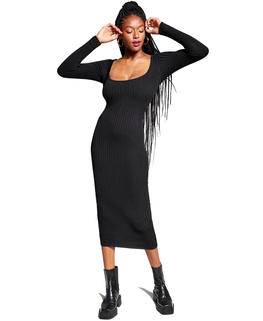 Women'S INC International Concepts | Jeannie Mai X Selena Ribbed Bodycon Dress Deep Black