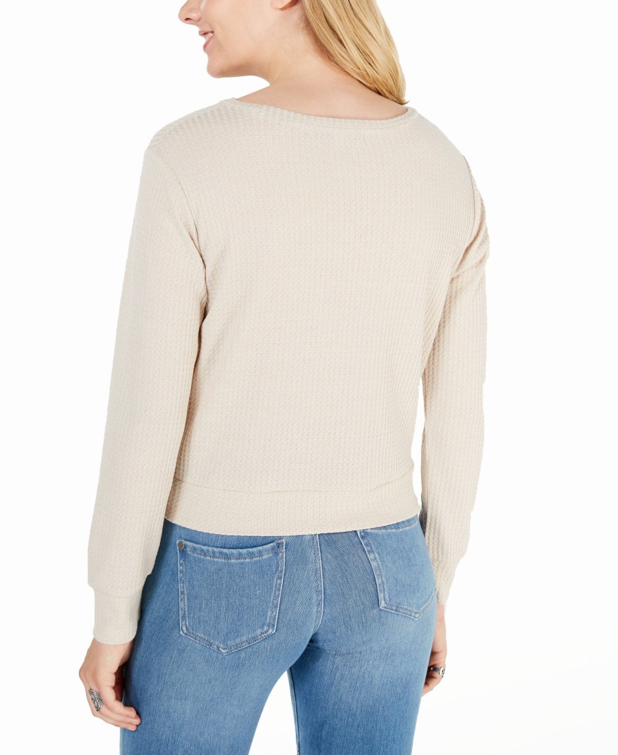 Women'S Gypsies & Moondust | Twist-Front Waffle-Knit Top Oatmeal