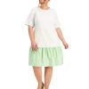 Juniors' Alfani | Plus Mixed-Media Dress Bright White