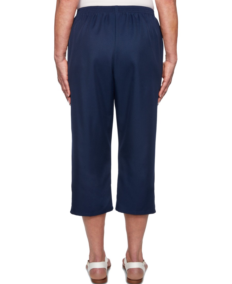 Women'S Alfred Dunner | In The Pull-On Crisscross-Trim Capris Navy