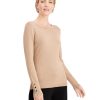 Women'S JM Collection | Metallic Round-Neck Stud-Cuff Sweater Gold Lurex