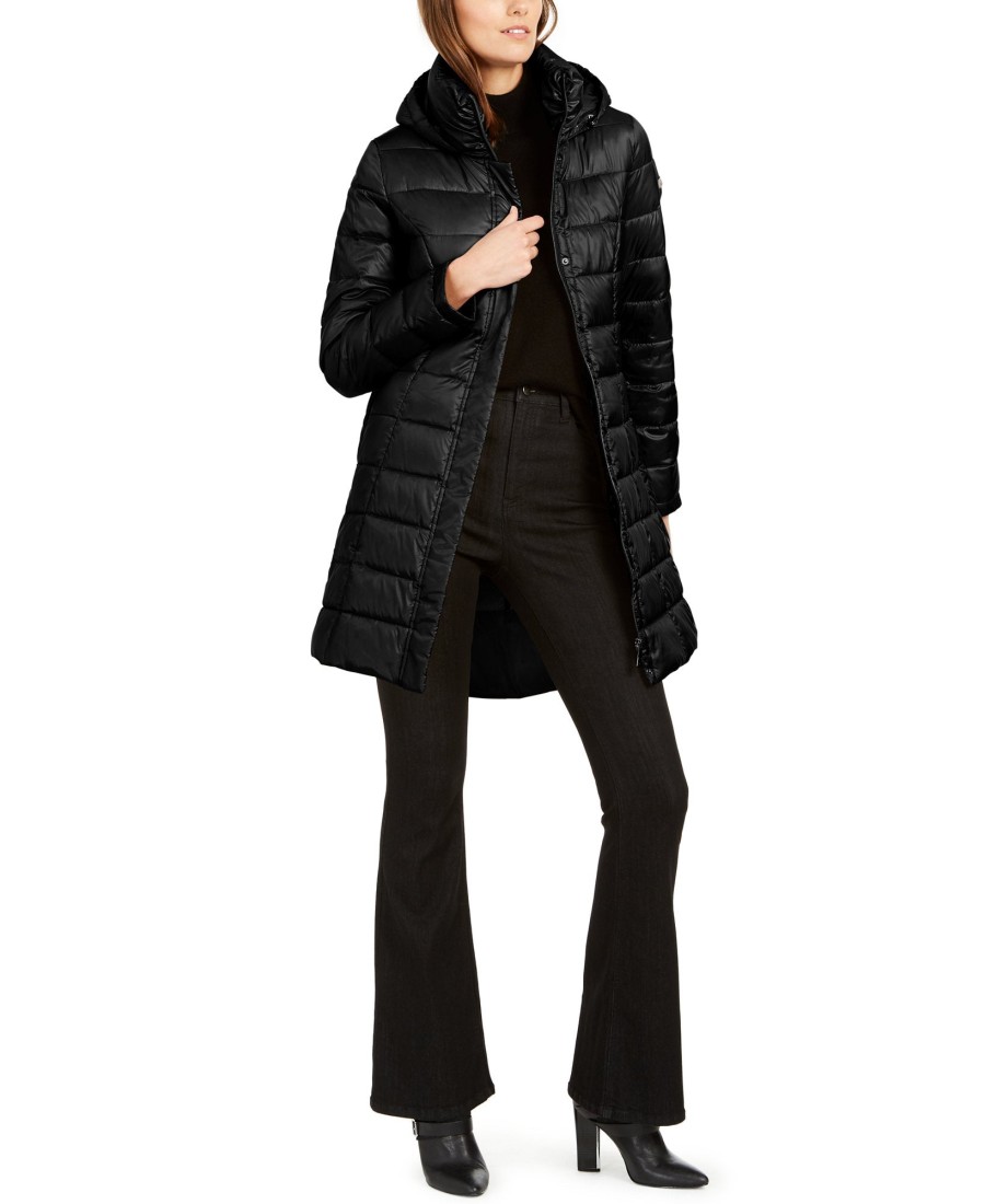 Women'S Calvin Klein | Hooded Packable Puffer Coat Black