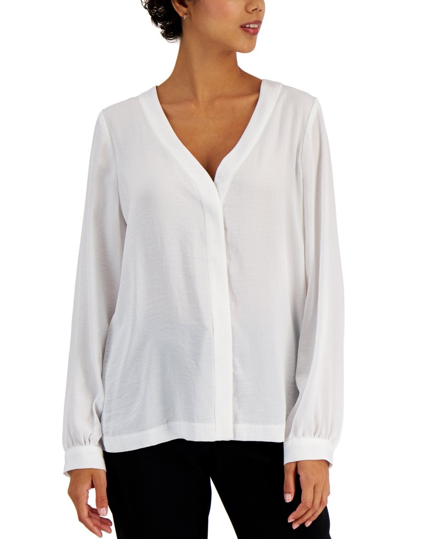 Women'S Alfani | V-Neck Top Bright White