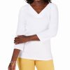 Women'S Karen Scott | Eyelet-Trim Top Bright White