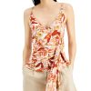 Women'S INC International Concepts | Cotton Printed Tie-Front Top Kauai Blooms